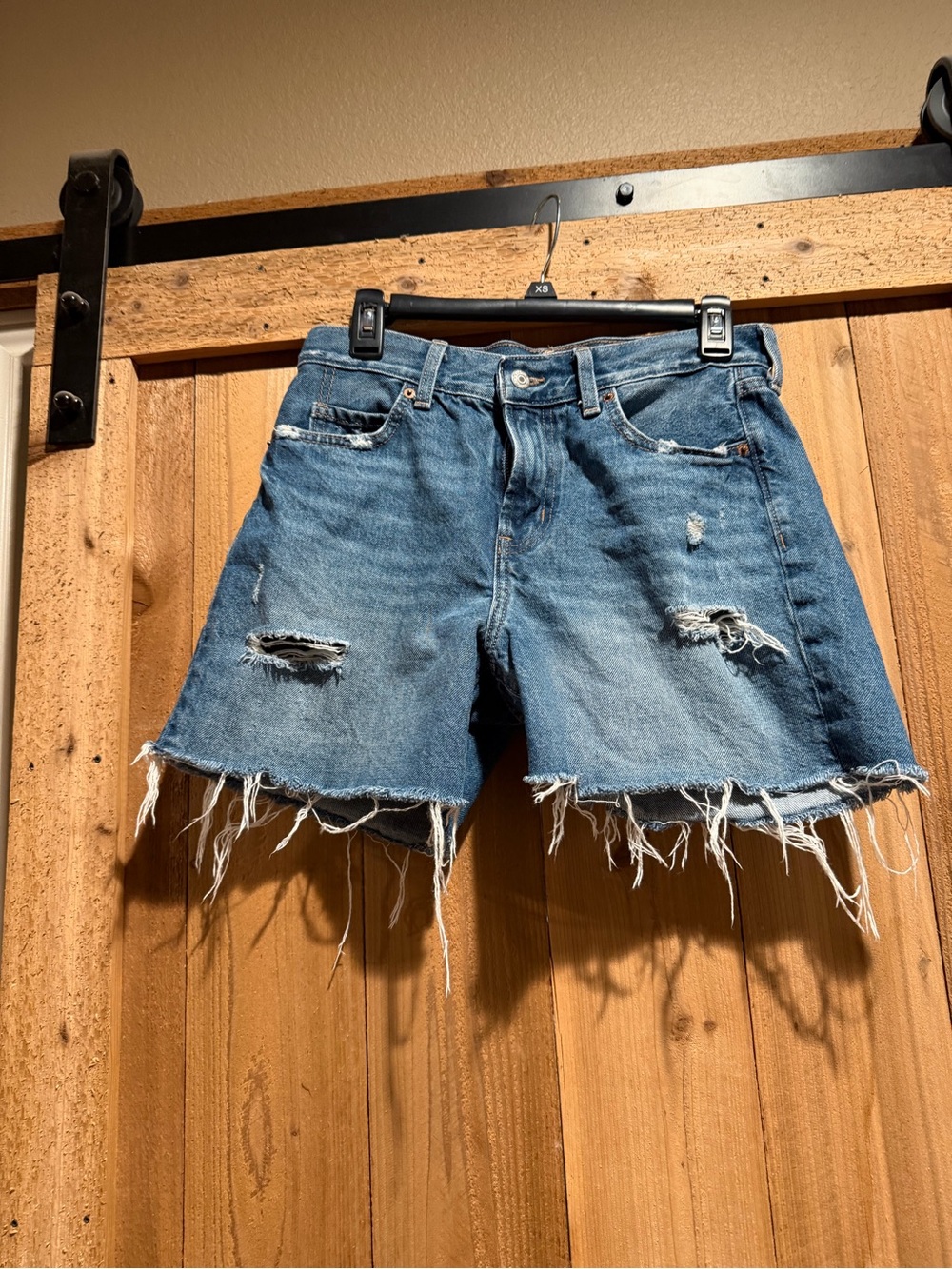 Old Navy Distressed Frayed Hem Denim Shorts - Blue